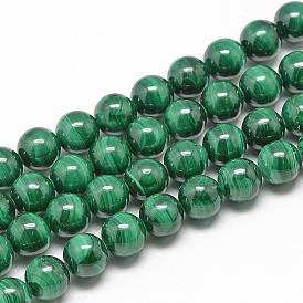 Malachite naturelles brins de perles, ronde
