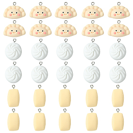 48 шт 3 стили подвески из непрозрачной смолы, имитация еды, с платиновым тоном железная петля, разнообразные