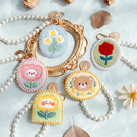 Kits de décoration de pendentifs en tricot bricolage pour débutants, y compris les tissus en polyester, perles de culture de imitation 