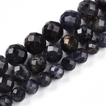 Натуральные кордиерит / иолит / дихроитовые бусины, круглый с гранями