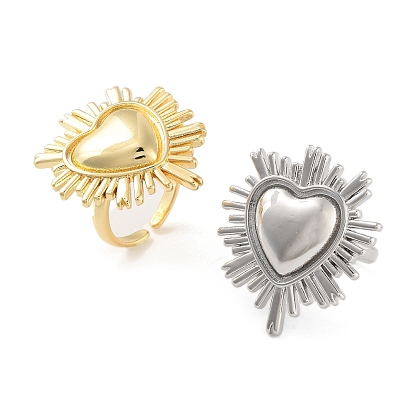 Латунное кольцо-манжета с открытым сердцем для женщин