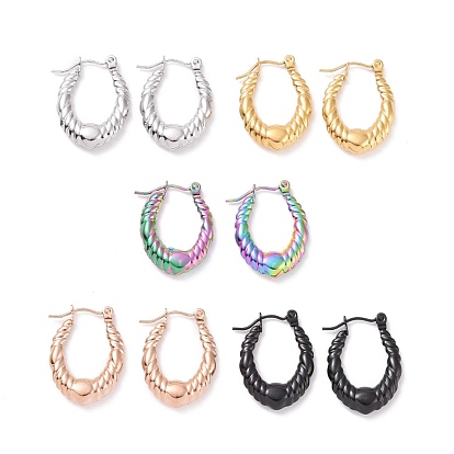 Ion Plating(IP) 304 Stainless Steel Hoop Earrings for Women, Oval