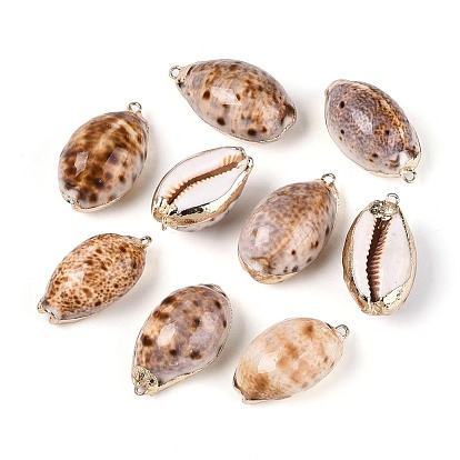 Подвески из натуральных морских ракушек, покрытые гальваническим способом, подвески в форме ракушек, с медными петлями, золотые