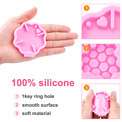 Olycraft DIY Keychain Making, with Pendant Silicone Molds, Nail Art Sequins/Paillette, UV Gel Nail Art Tinfoil, Faux Suede Tassel Pendant, Alloy Split Key Rings