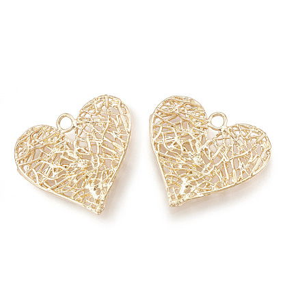 Brass Pendants, Real 18K Gold Plated, Heart
