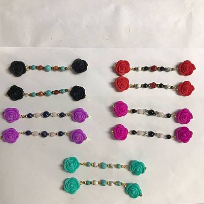 Bouchons d'aiguille à tricoter en silicone rose, protecteurs de pointe d'aiguille à tricoter, avec pierres précieuses, alliage et perles de fer