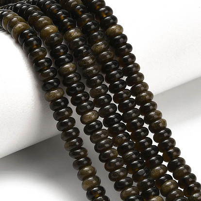 Естественный золотистый отлив обсидиан бисер пряди, рондель