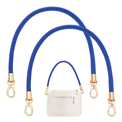 Плетеные круглые ручки для сумок из искусственной кожи, Сплав с застежками, темно-синий