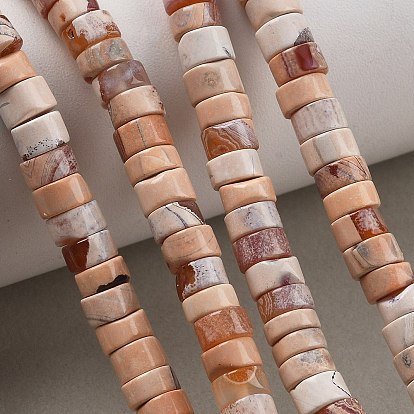Natural Fire Crackle Agate Beads Strands, Disc, Heishi Beads, Dyed & Heated