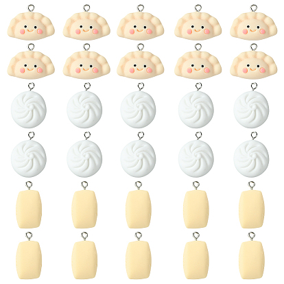 48 шт 3 стили подвески из непрозрачной смолы, имитация еды, с платиновым тоном железная петля, разнообразные