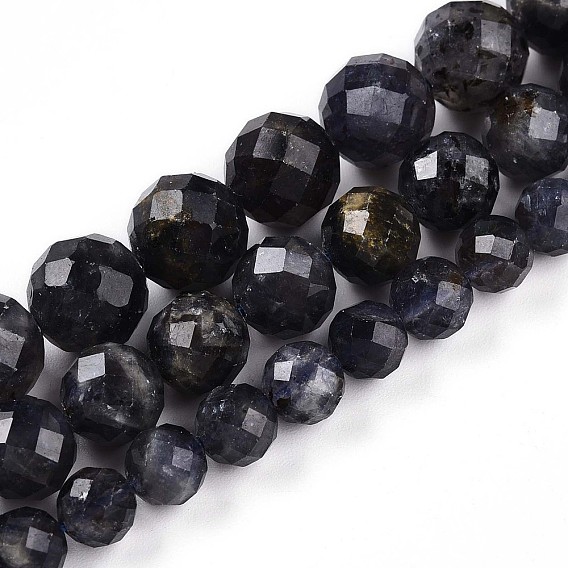 Натуральные кордиерит / иолит / дихроитовые бусины, круглый с гранями