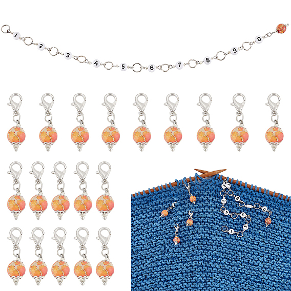 1pc акриловые бусины для вязания рядов счетчик цепочек, с маркером стежка подвески из драгоценного камня/пластика 20шт.