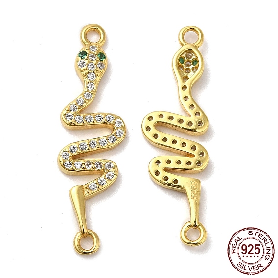 925 подвески-коннекторы из стерлингового серебра с микропаве и прозрачным фианитом, змеиные ссылки, с печатью 925