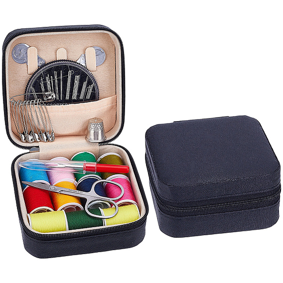 1 набор швейных инструментов наборы, со швейной иглой, английская булавка, ножницы из нержавеющей стали, пластиковая ручка для рыхления швов, хлопковая нить, заправить нитку в иглу, швейные наперстки