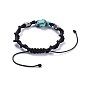 Adjustable Eco-Friendly Korean Waxed Polyester Cord Braided Bead Bracelets, with Alloy Findings and Synthetic Turquoise(Dyed) Beads, Tortoise