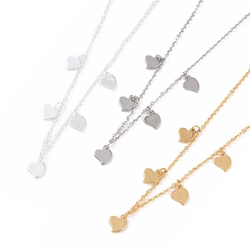 304 collar con colgante de hoja de álamo temblón de acero inoxidable para mujer