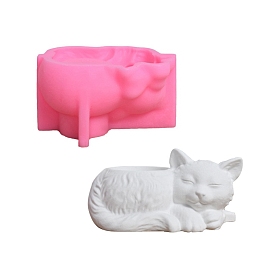 Cat Shape DIY Food Grade Silicone Display Molds, Resin Casting Molds, Clay Craft Mold Tools
