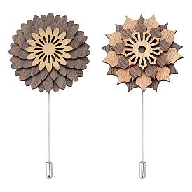 2шт. 2 стили деревянных брошей, цветок