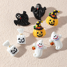 Halloween Pumpkin Grim Reaper Ghost Festival Earrings - Realistic Plastic Ghost Face.