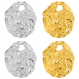 304 Stainless Steel Pendants, Textured Oval Charm