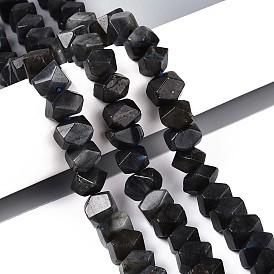 Натуральные нити бус из ларвикита, самородки, граненые