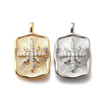 Латунные микро проложить кубического циркония подвески, без кадмия, без никеля и без свинца, прямоугольник со звездными подвесками