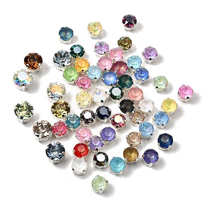 Шить на горный хрусталь, стекло горный хрусталь, плоско-круглые, с настройками латуни