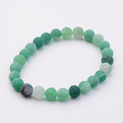 Natural Weathered Agate(Dyed) Stretch Beads Bracelets