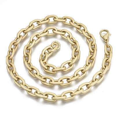 Iron Cable Chains Necklace Making, with Brass Lobster Clasps, Unwelded