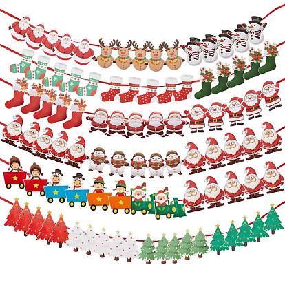 80 piezas de decoración navideña pancartas banderas, banderas de banderas colgantes de papel, para la decoración de la fiesta de navidad del árbol de navidad con 10 cuerdas
