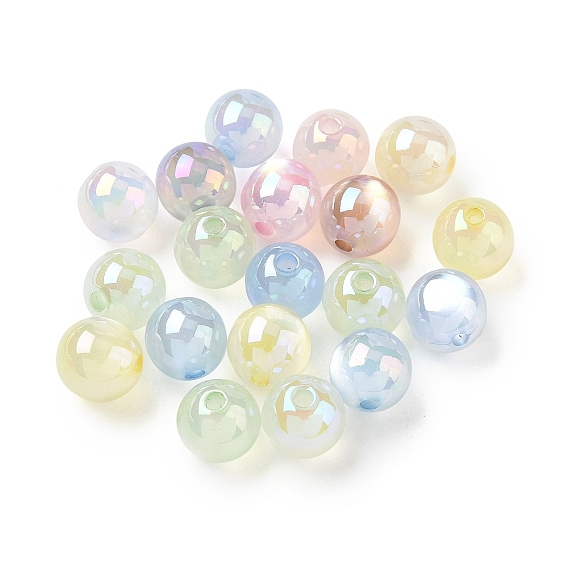 Perlas de resina opaca chapadas en UV, cuentas de imitación de gato, iridiscente, rondo