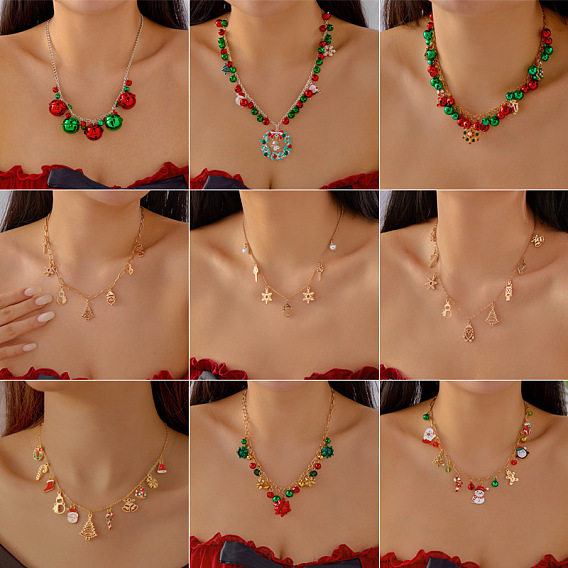 Ожерелья с подвеской из сплава и эмали на рождественскую тематику