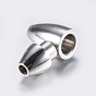 304 Stainless Steel Pointed Magnetic Clasps with Glue-in Ends, Smooth Surface, Bullet
