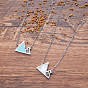 304 Stainless Steel Mustard Seed Faith Mountain Pendant Necklaces with Synthetic Turquoise/Natural Shell for Women, Stainless Steel Color