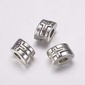 Alloy European Beads, Cadmium Free & Lead Free, Antique Silver Color, Tube