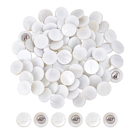 60 шт. 1-образные пуговицы из сплава с отверстием под хвостовик, плоско-круглые, платина