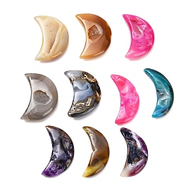 Лунный природный друзовый жеода агатовое украшение, фигурка для украшения дома, фэншуй декор, окрашенная и подогревом
