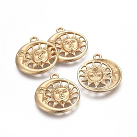 Alloy Pendants, Sun & Moon, Lead Free & Nickel Free & Cadmium Free