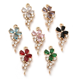 Подвески для стеклянных разъемов, звенья из латуни с прозрачным кубическим цирконием, без кадмия, без никеля и без свинца, разноцветные