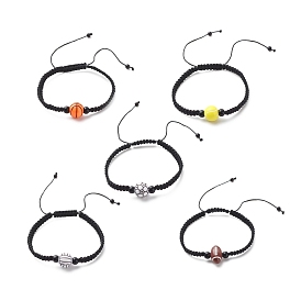 Bracelet de perles tressées en acrylique, bracelet réglable en cordon de nylon pour femme