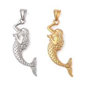 304 Stainless Steel Big Pendants, Mermaid Charm