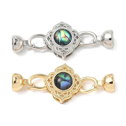 Застежки-защелки из натуральной латуни и ракушки пауа, без кадмия, без никеля и без свинца, цветок