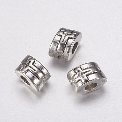 Alloy European Beads, Cadmium Free & Lead Free, Antique Silver Color, Tube