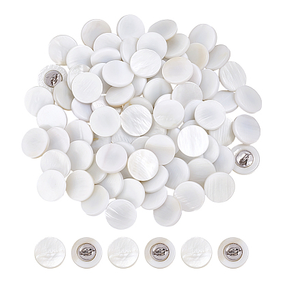 60 шт. 1-образные пуговицы из сплава с отверстием под хвостовик, плоско-круглые, платина