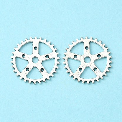 Componentes de la lámpara de engranajes de aleación de estilo tibetano, encantos steampunk, sin plomo y cadmio, 25x1 mm, agujero: 1~2.5 mm