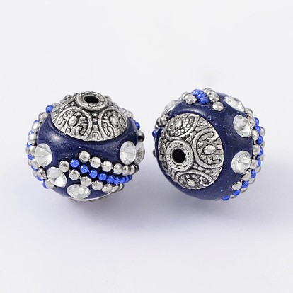 Индонезийские бусины ручной работы, со сплавочными ядрами, круглые, 15x15x15 мм, отверстие : 2 мм