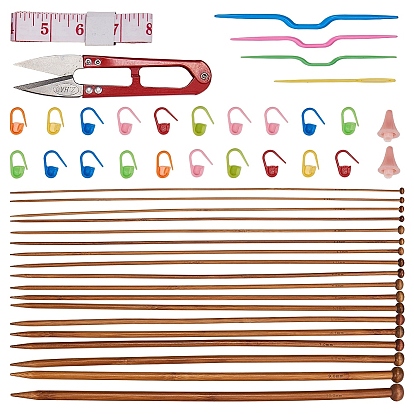 Gorgecraft DIY Knitting Kits, with Soft Tape Measure, Stainless Steel Scissors, ABS Plastic Cable Stitch Knitting Needles, Bamboo Single Pointed Knitting Needles