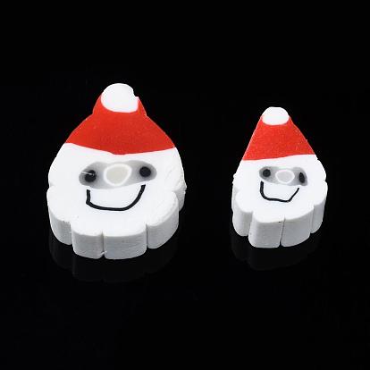 Christmas Theme Handmade Polymer Clay Beads, Father Christmas/Santa Claus