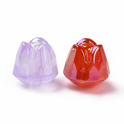 Transparent Acrylic Imitation Jelly Beads, Faceted Flower