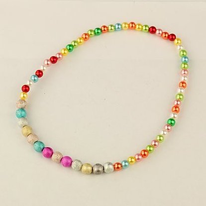  Colliers extensibles de perles acryliques pour enfants, avec un spray coloré peint perles acryliques, 15 pouce